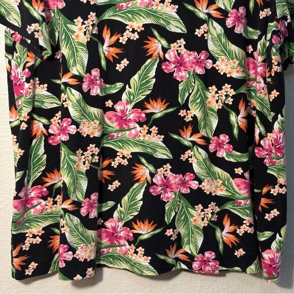 Catherines Black and Pink Floral Short Sleeve T-Shirt Women’s 14/16W. - Picture 5 of 10